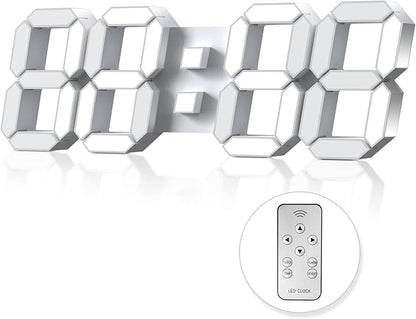 15" 3D LED Digital Wall Clock, Large Decor Wall Clock, Time/Date/Temperature by HOME