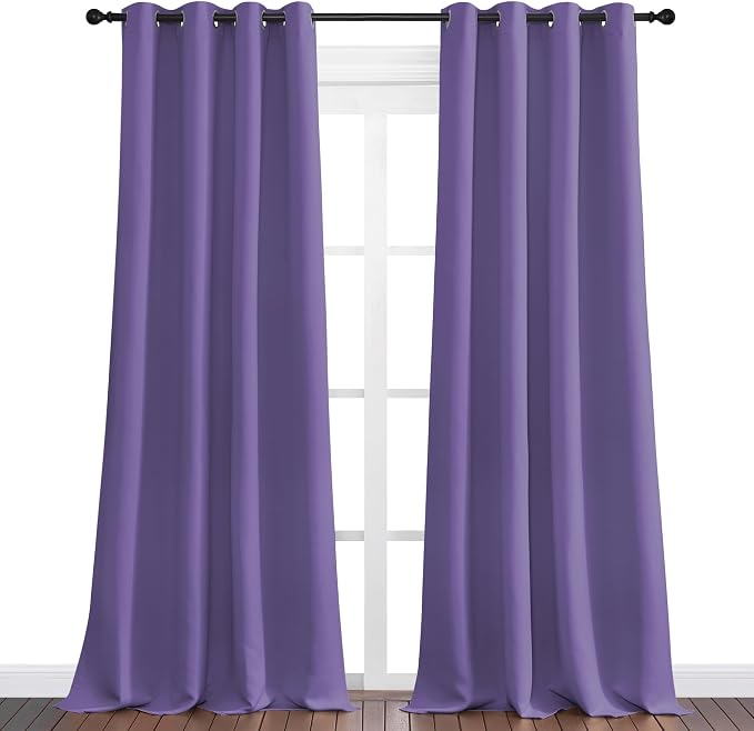 NICETOWN Lilac Purple Blackout Curtains 90" Long - Image 2