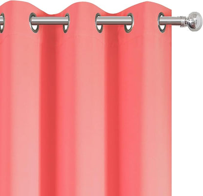 LEMOMO Blackout Curtains 52 x 120 Inch Long Coral Curtains Set of 2 Panels Room - Image 6