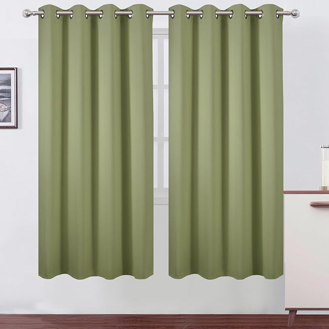 LEMOMO Blackout Curtains 66 x 72 Inch Long Sage Green Curtains Set of 2 Panels by Lemomo