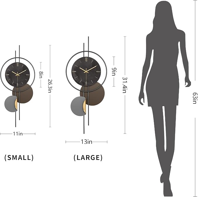 Modern Wall Clock for Living Room, Large Black Decorative Wall Clock - Image 3