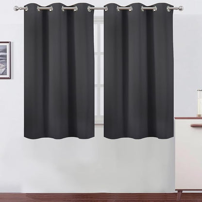 LEMOMO Dark Grey Blackout Curtains/38 x 54 Inch/Set of Two Panels Grommet by Lemomo