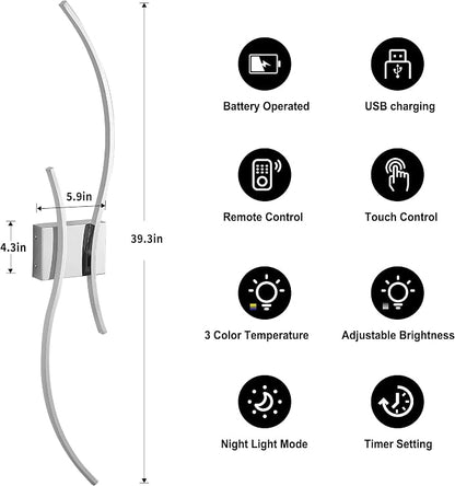 Battery Operated Wall Sconces Set of Two - Image 5