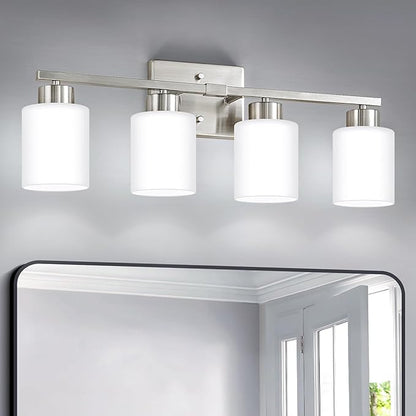 FonmYim Brushed Nickel Bathroom Light Fixtures, 4-Light Modern Vanity Light by FonmYim