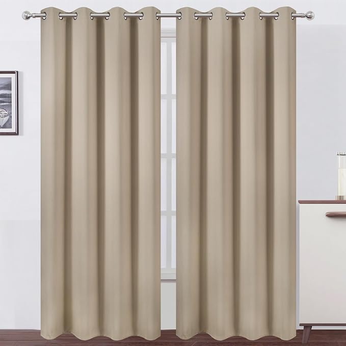LEMOMO Blackout Curtains 66 x 84 inch/Khaki Curtains Set of 2 Panels/Thermal by Lemomo