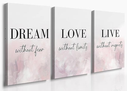 GUBIYU Love Decor for Bedroom Dream Live Quotes Posters Prints Set of 3 Pink - Image 8