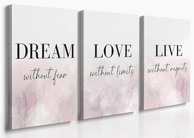 GUBIYU Love Decor for Bedroom Dream Live Quotes Posters Prints Set of 3 Pink by GUBIYU