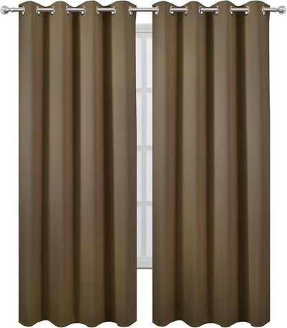 LEMOMO Blackout Curtains 52 x 108 inch/Brown Curtains Set of 2 Panels/Thermal - Image 2