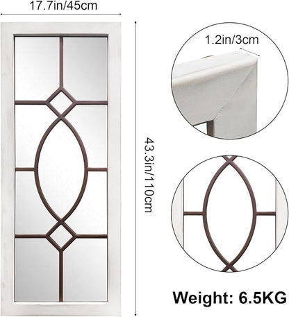 Farmhouse Mirror for Wall Decor: 43.3" x 17.7" Large Rustic Windowpane Mirrors - Image 5
