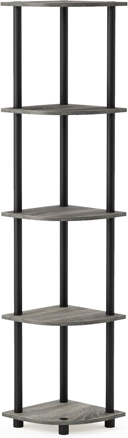 Furinno TURN-N-TUBE Corner Shelf, 5-Tier Corner Bookshelf, Open Storage Shelves by Furinno-FitsYourSpaceFitsYourBudget