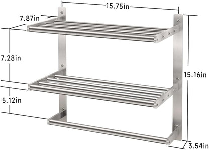 BETHOM Towel Shelf for Bathroom Wall Mounted, 3-Tier Hotel Style Towel Rack - Image 5