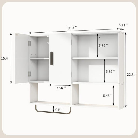 Medicine Cabinet, Wooden Bathroom Wall Cabinet - Image 2