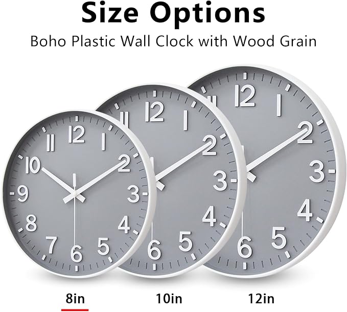HZDHCLH Wall Clocks Battery Operated, Wall Clock Gray, 8 inch Wall Clock Silent - Image 5
