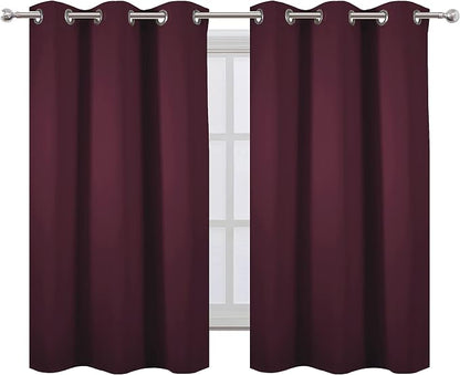 LEMOMO Burgundy Blackout Curtains 38 x 54 Inch Length/Set of 2 Curtain - Image 2