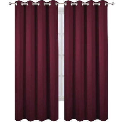 LEMOMO Blackout Curtains 52 x 90 Inch Long Burgundy Red Curtains Set of 2 - Image 2