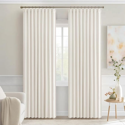 MIULEE Ivory Back Tab Blackout Curtains 90 Inches Long 2 Panels Set - Image 9