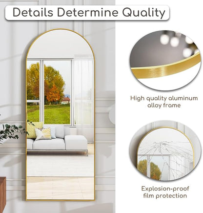 Prywot Arched Full Length Mirror, Modern Full Body Mirrors - Image 8