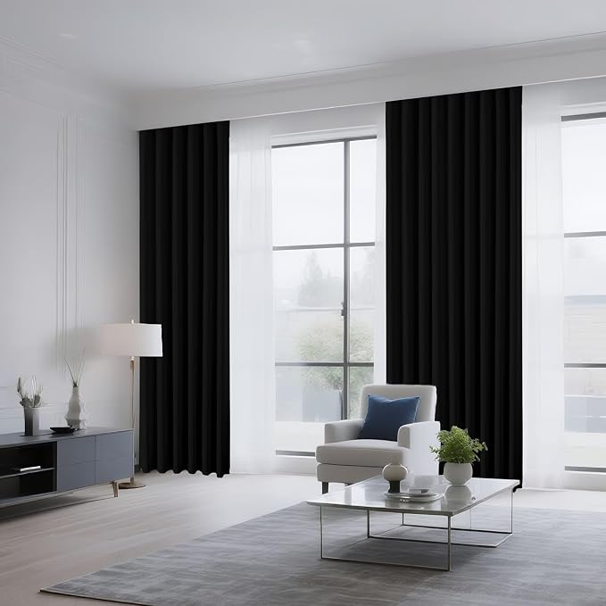 CUCRAF Black Blackout Curtains 96 inch Length 2 Panels Set, Rod Pocket Room - Image 8