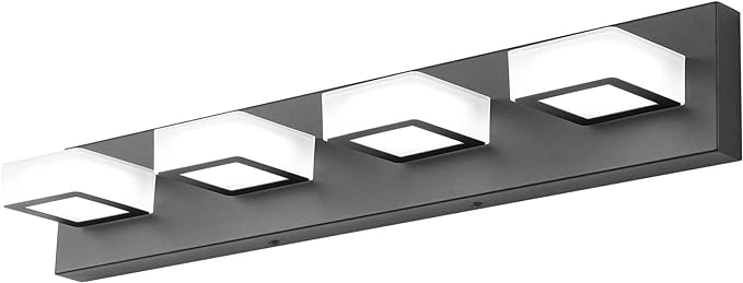 Ralbay Black Vanity Light Dimmable 4 Lights LED Modern Bathroom Vanity Lighting by RalbayLighting