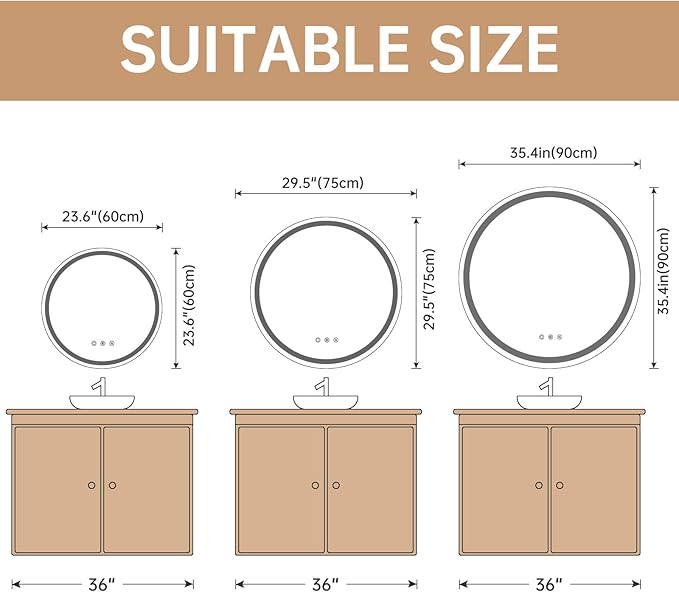 LOVESPEJO 30 Inch Round Backlit Bathroom Mirror - Image 2