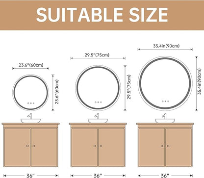 LOVESPEJO 32" Round LED Bathroom Mirror - Image 2