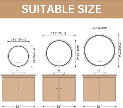 LOVESPEJO 30" Round LED Bathroom Mirror - Image 2