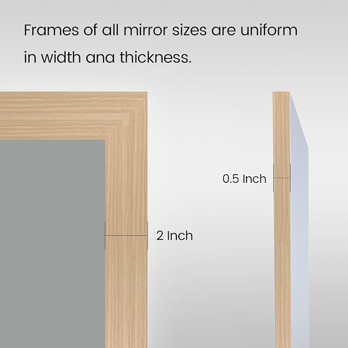 Amorho Bathroom Mirror, 24x30 Inch Wall Mirror, Oak Wood Grain Metal Framed - Image 6