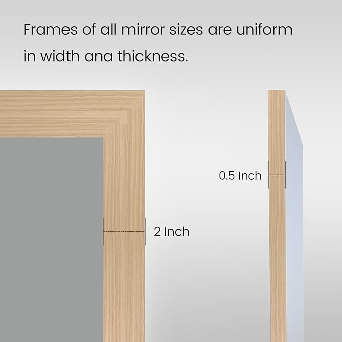 Amorho Bathroom Mirror, 60 X36 Inch Wall Mirror, Oak Wood Grain Metal Framed - Image 6