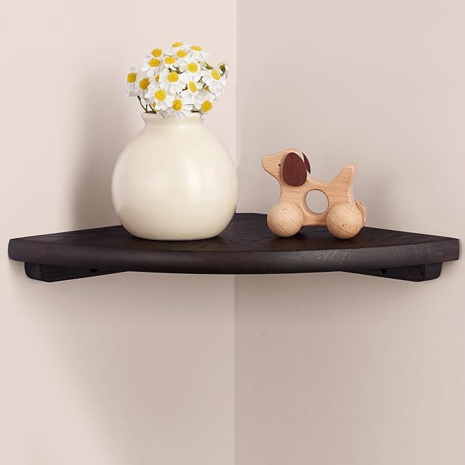 Gieanoo Corner Wall Shelf, 9inch Solid Oak Wood Floating Corner Shelf by GIEANOO