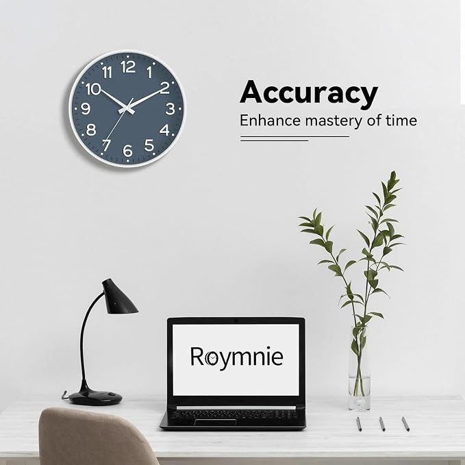 Roymnie Wall Clock 10 Inch Silent Wall Clocks Battery Operated-Modern Non - Image 7
