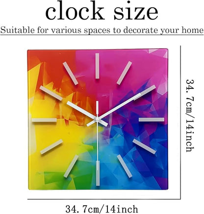 Square Glass Wall Clock Silent Analog Wall Clocks Battery Operated 14 Inch - Image 5