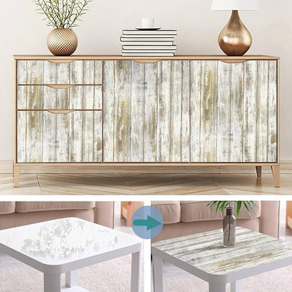 Arthome Distressed Wood Contact Paper 17''x120'' Self-Adhesive Removable Wood - Image 3