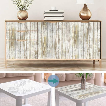 Arthome 17x240'' Gray Rustic Wood Contact Paper Peel and Stick Self-Adhesive - Image 3