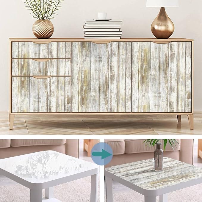 Arthome 11x100'' Gray Rustic Wood Contact Paper Peel and Stick Self-Adhesive - Image 3