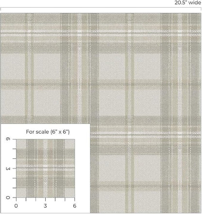 NextWall Harry & Grace Herringbone Plaid Premium Matte Non-Woven Peel and Stick - Image 8