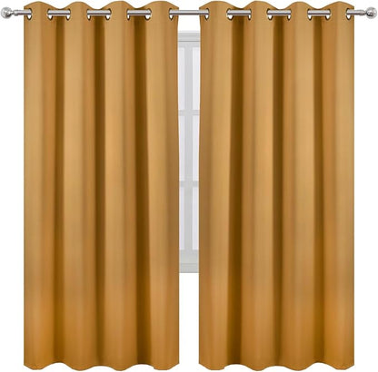 LEMOMO Mustard Yellow Thermal Blackout Curtains/52 x 72 Inch/Set of 2 Panels - Image 2