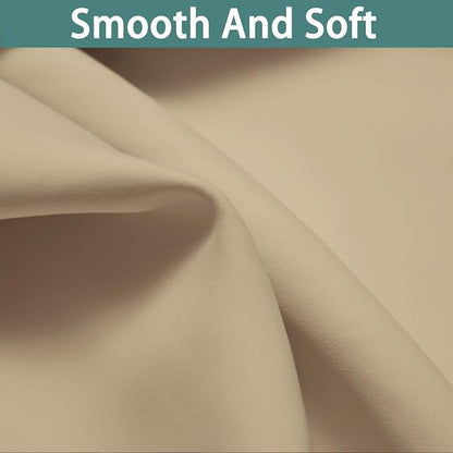 Yakamok Beige 100% Blackout Curtains, Thermal Insulated Total Blackout Drapes - Image 7