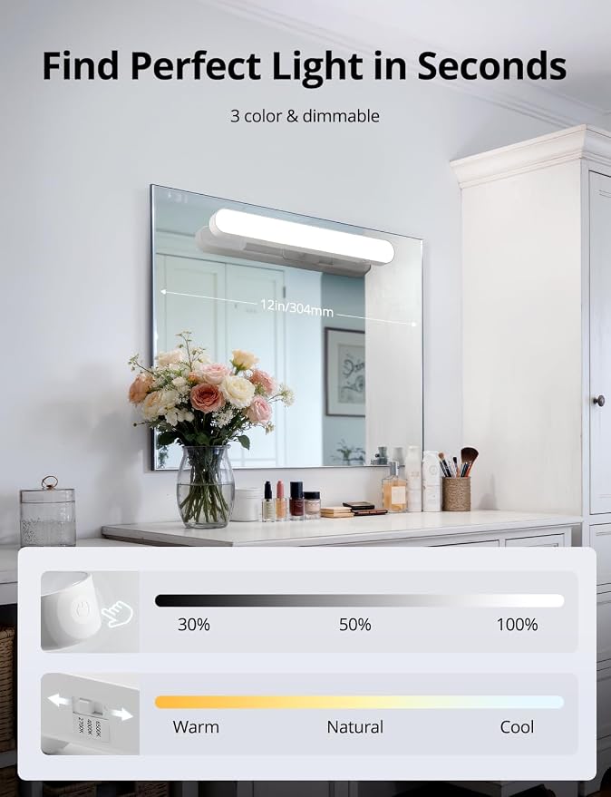 Combuh Rechargeable Makeup Light Bar LED Stick on Vanity Lighting - Image 6