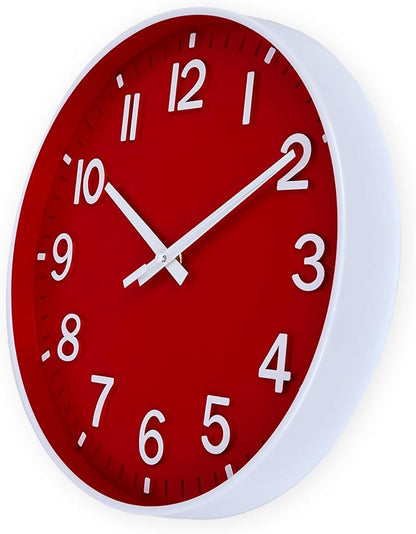 HZDHCLH Red Wall Clocks Battery Operated, 12 inch Silent Non Ticking Modern - Image 3