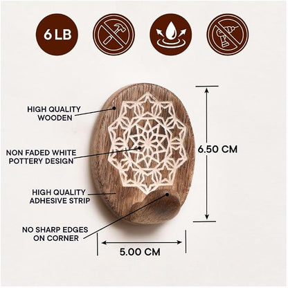 Indian Shelf 6 Lb- 6 Pieces Decorative Wood Adhesive Wall Hooks–Boho Peel and - Image 7