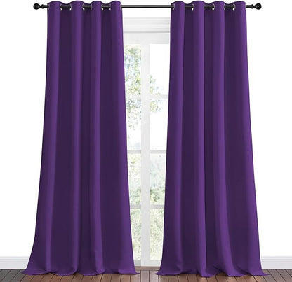 NICETOWN Purple Blackout Curtains 96 inches Long, Niose Reducing and Thermal - Image 2