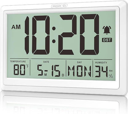 XREXS 10.4 Inch Digital Wall Clock, Battery Operated Large Display Clock by XREXS