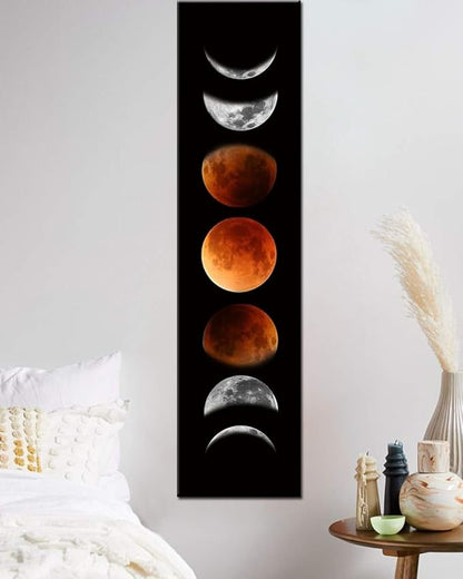 Ohhvvow Moon Phase Wall Art Painting, 47L x 11.8W Black and Tawny Modern - Image 3