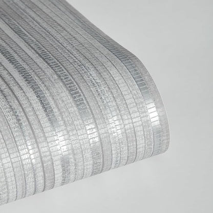 Tempaper Textured Metallic Silver Faux Grasscloth Removable Peel and Stick - Image 8