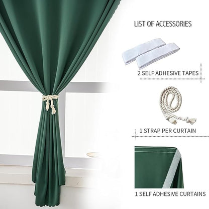 Blackout Curtains for Bedroom Sticky Curtain Blackout Window Cover Self - Image 2