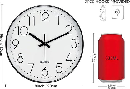 Silent Wall Clocks Battery Operated 8 Inch, Analog Wall Clock - Image 3