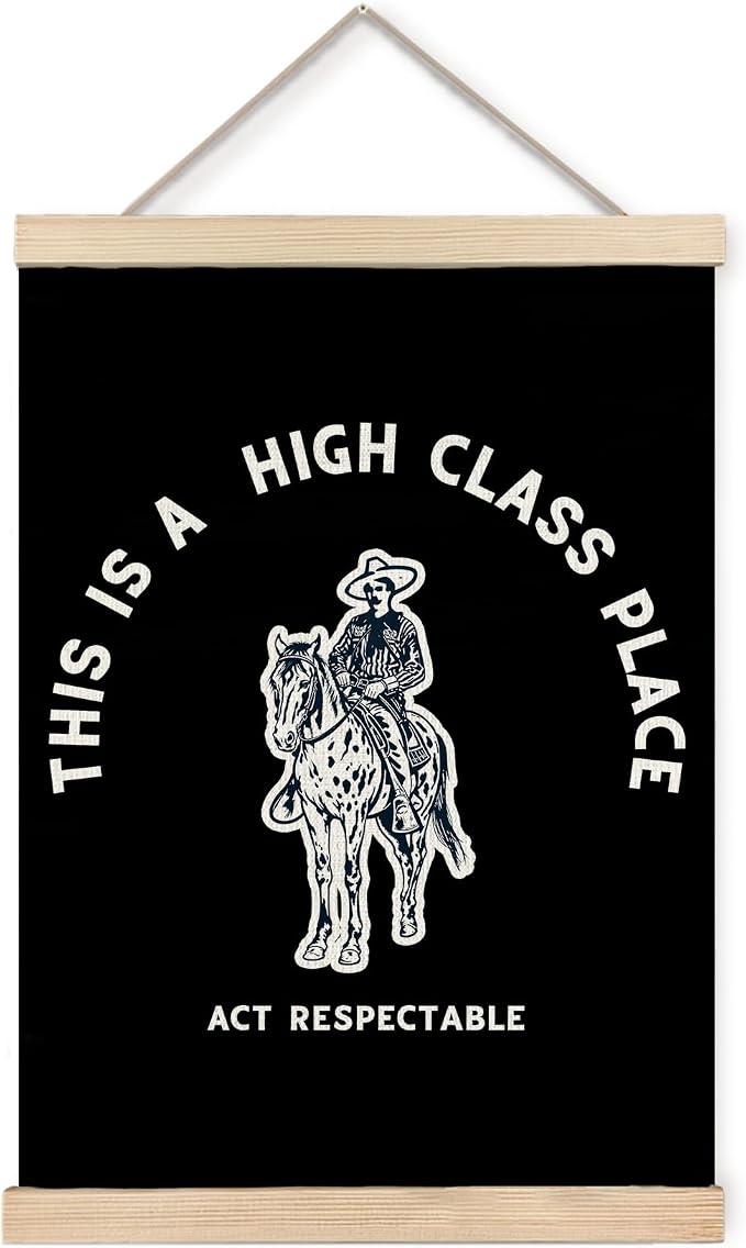 Foritho Funny Black Western Cowboy Poster Wall Art Framed, This Is A High Class by Unknown