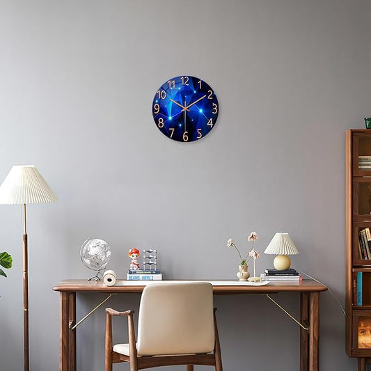 Big Wall Clock for Living Room Decor Blue Decorative Wall Clocks Battery - Image 2