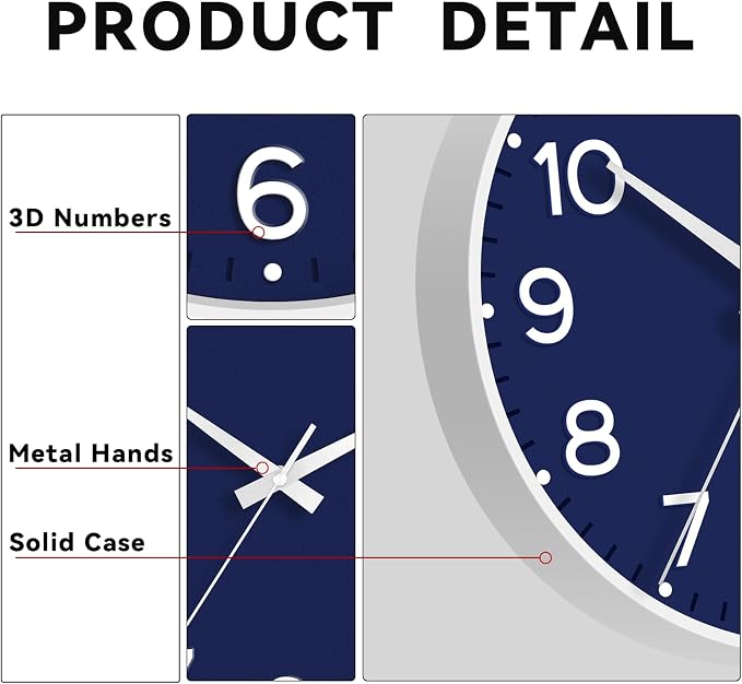 Roymnie Wall Clock, Silent Wall Clocks Battery Operated 8 Inch-Modern Non - Image 6