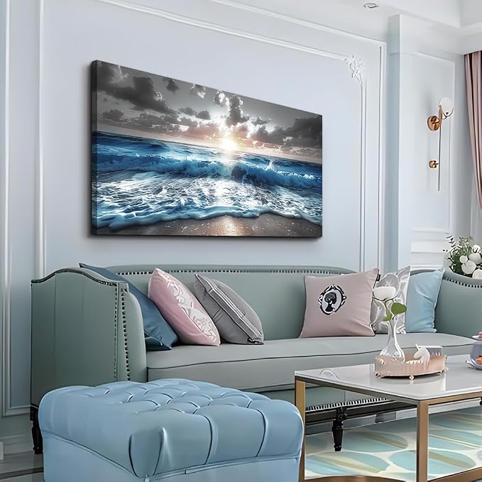 hyidecorart Canvas Wall Decor For Office Large Wall Art For Living Room Blue - Image 2